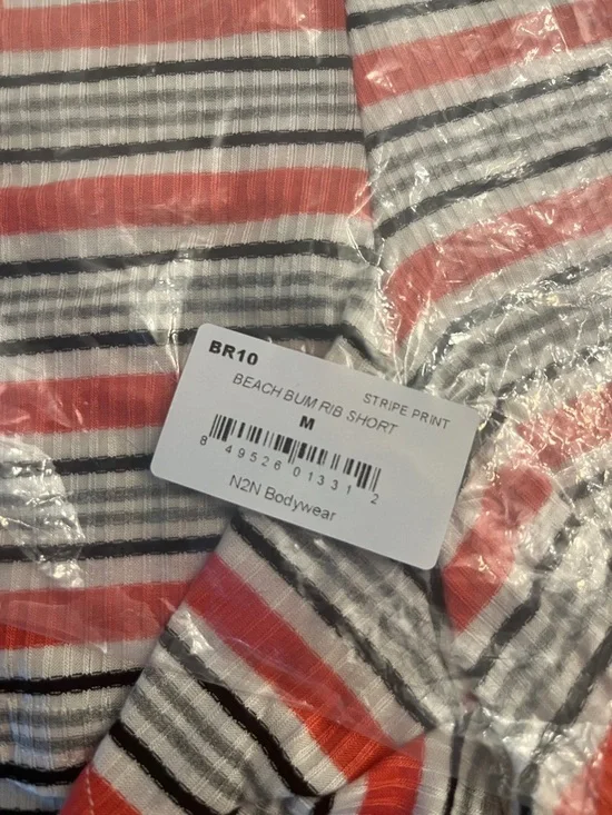 N2N Striped Drawstring Men’s Shorts - Orange & White - Picture 7 of 7